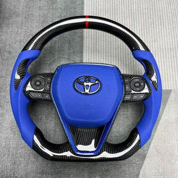 Carbon Fiber & Royal Blue Perforated Leather Steering Wheel
