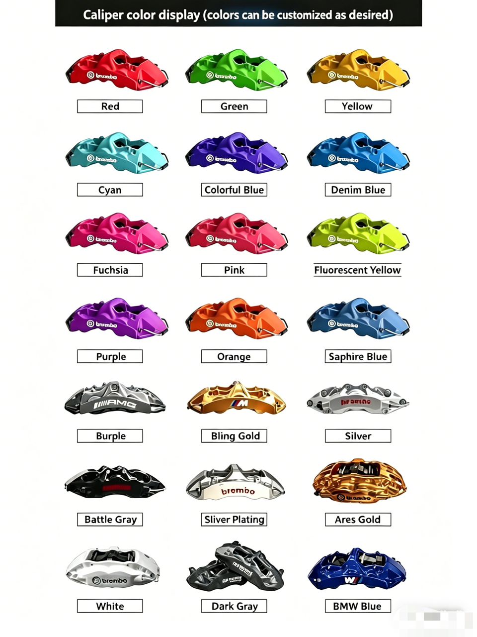 Brembo brake custom color caliper covers